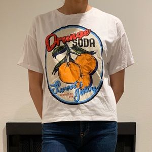 White Graphic Tee Orange Soda Vintage